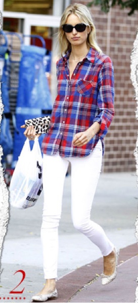 Karolina Kurova in white denim